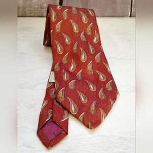 Joseph Abboud Silk Necktie Tie Rust   Paisley Made in Italy